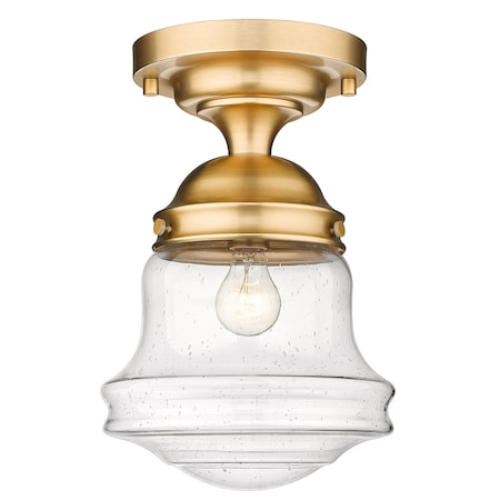 Z-Lite Vaughn 1 Light Flush Mount, Heritage Brass And Clear Seedy 736F10-HBR
